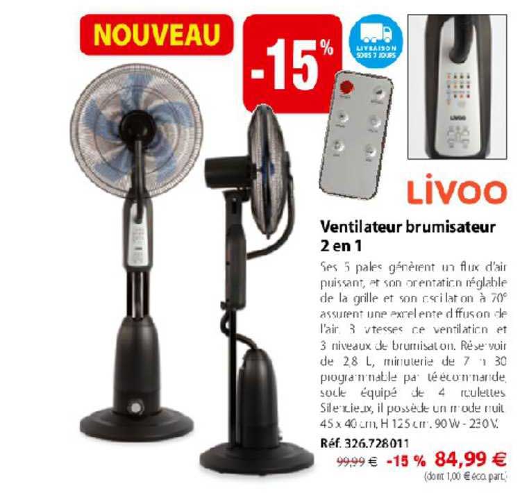 Ventilateur Brumisateur Livoo