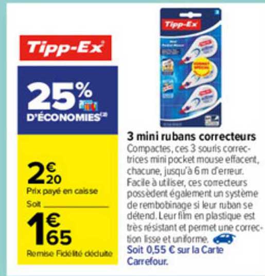 3 mini rubans correcteurs tipp-ex