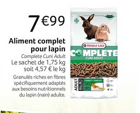 aliment complet pour lapin complete cuni adult