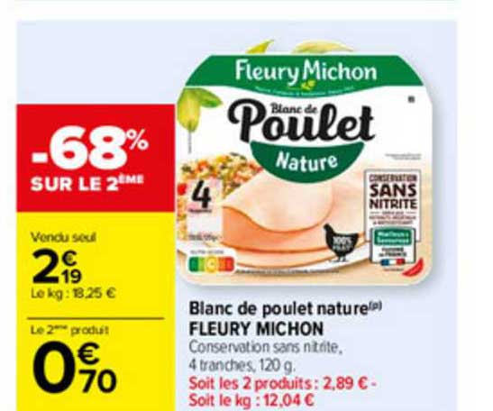 blanc de poulet nature fleury michon
