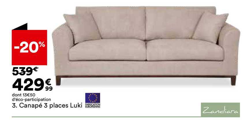 canapé 3 places luki