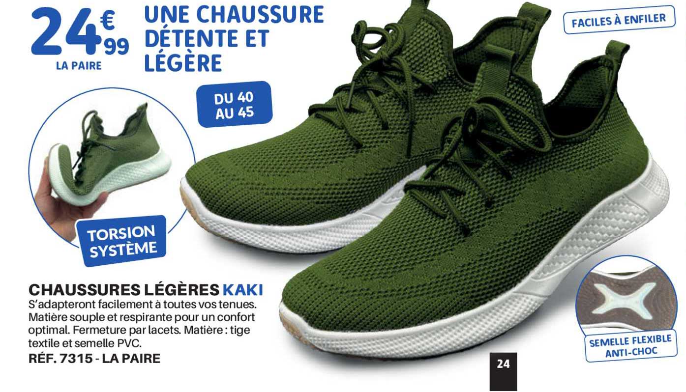 chaussures légères kaki