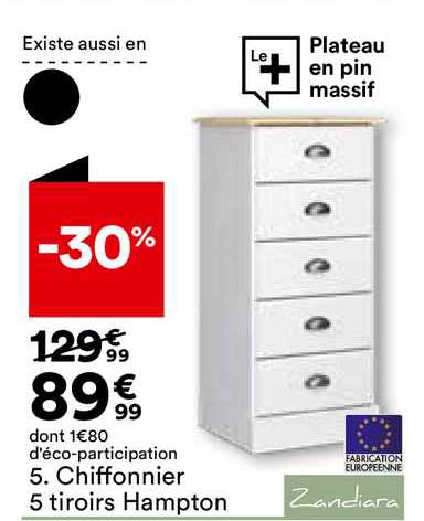chiffonnier 5 tiroirs hampton