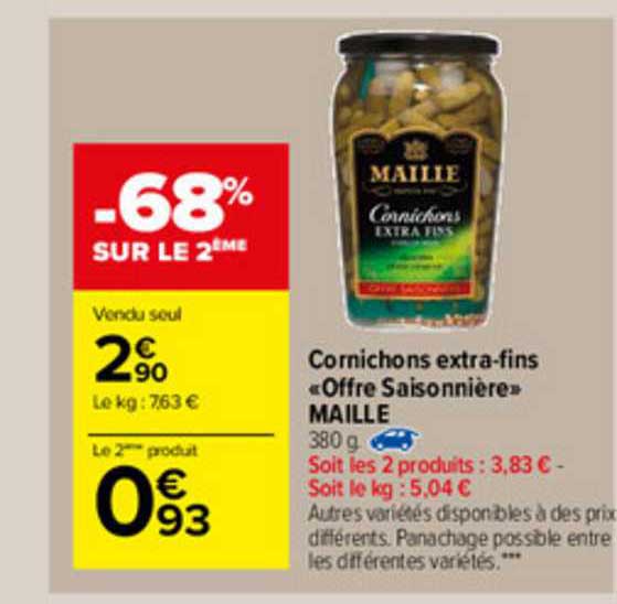 cornichons extra-fins "offre saisonnière" maille
