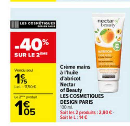 crème mains à l'huile d'abricot nectar of beauty les cosmétiques design paris