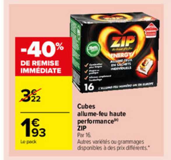 cubes allume-feu haute performance zip