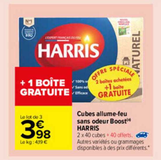 cubes allume-feu sans odeur boost harris