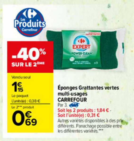 éponges grattantes vetes multi-usages carrefour