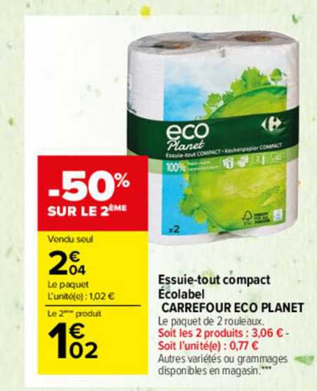 essuie-tout compact écolabel carrefour éco planet