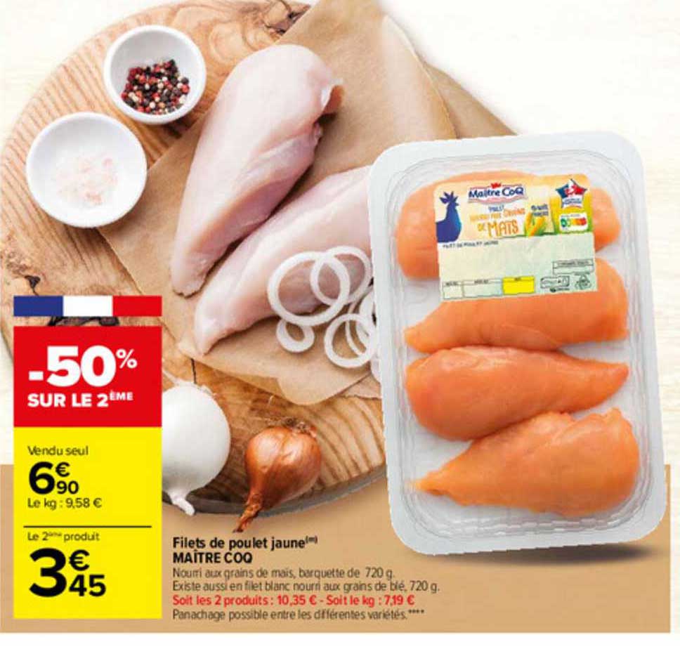 filets de poulet jaune maître coq