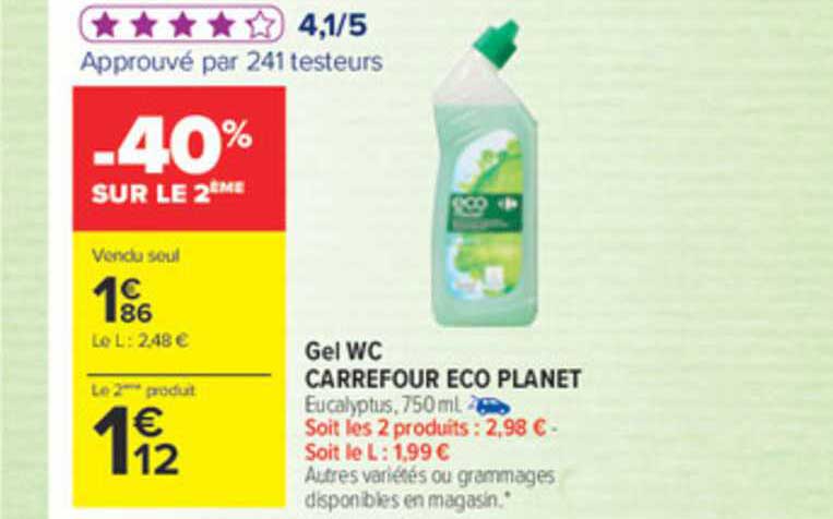 gel wc carrefour éco planet