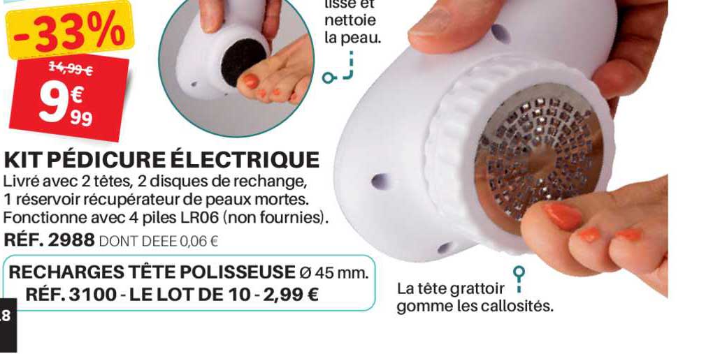 kit pédicure électrique, recharges tête polisseuse