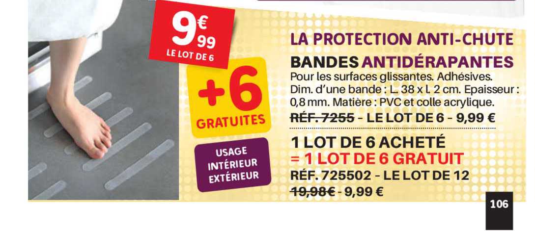 la protection anti-chute bandes antidérapantes