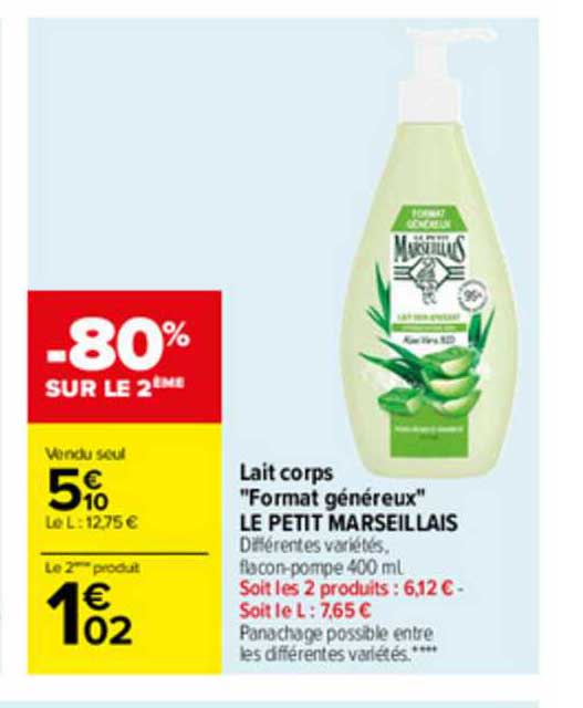 lait corps "format généreux" le petit marseillais