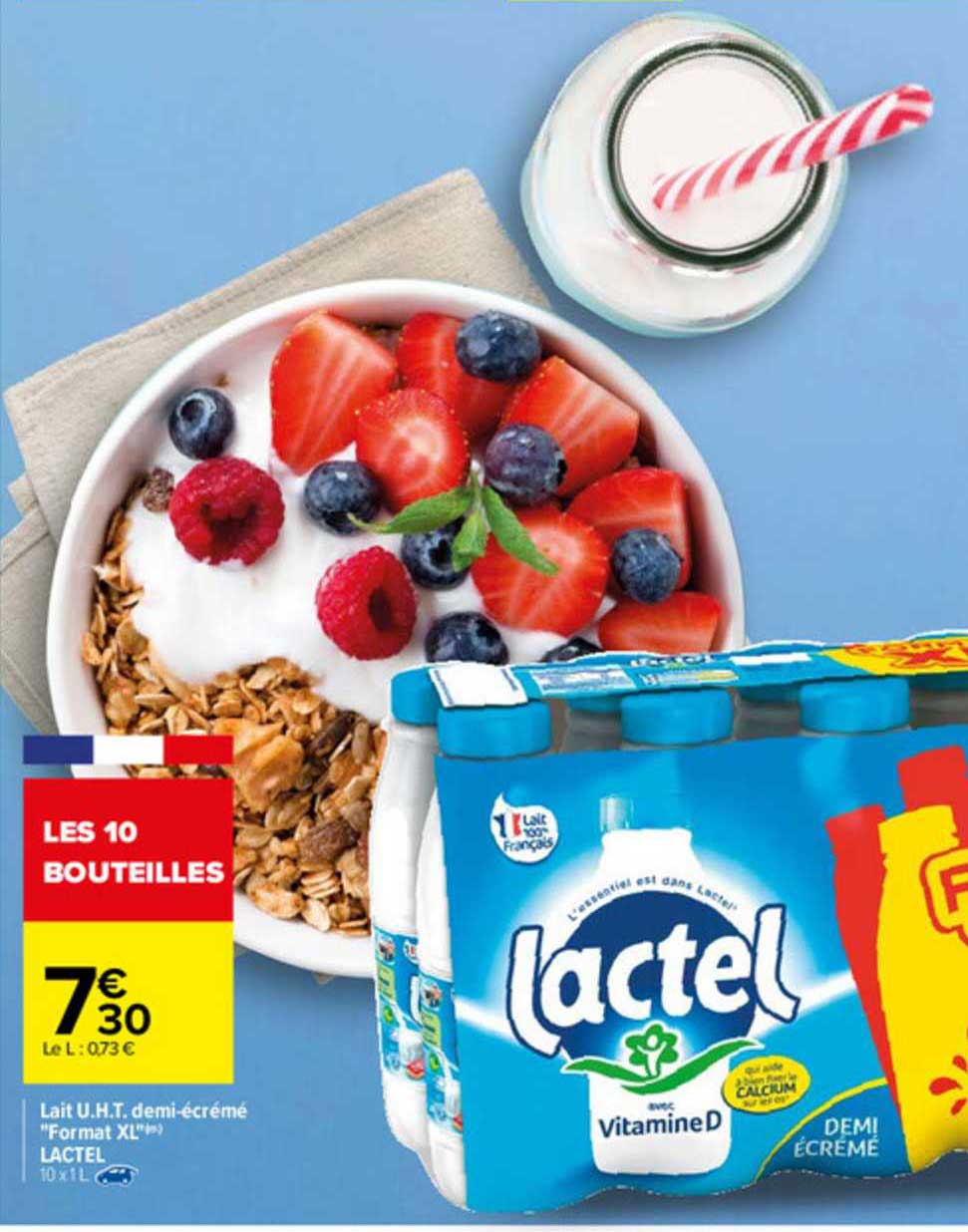 lait u.h.t. demi-écrémé "format xl" lactel