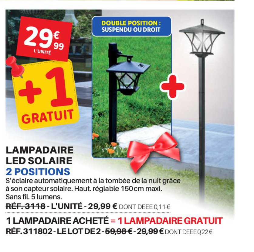 Lampadaire Led Solaire 2 Positions