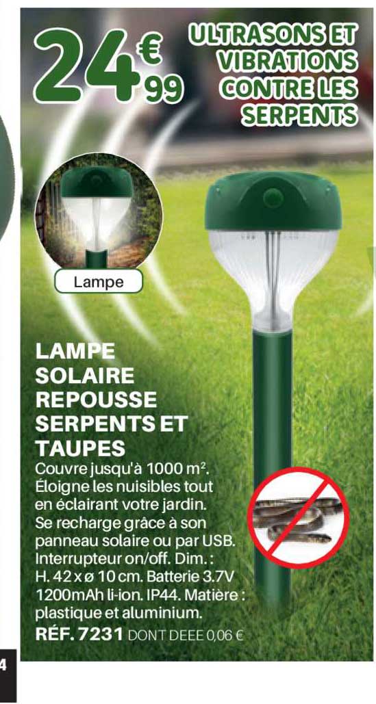 lampe solaire repousse serpents et taupes