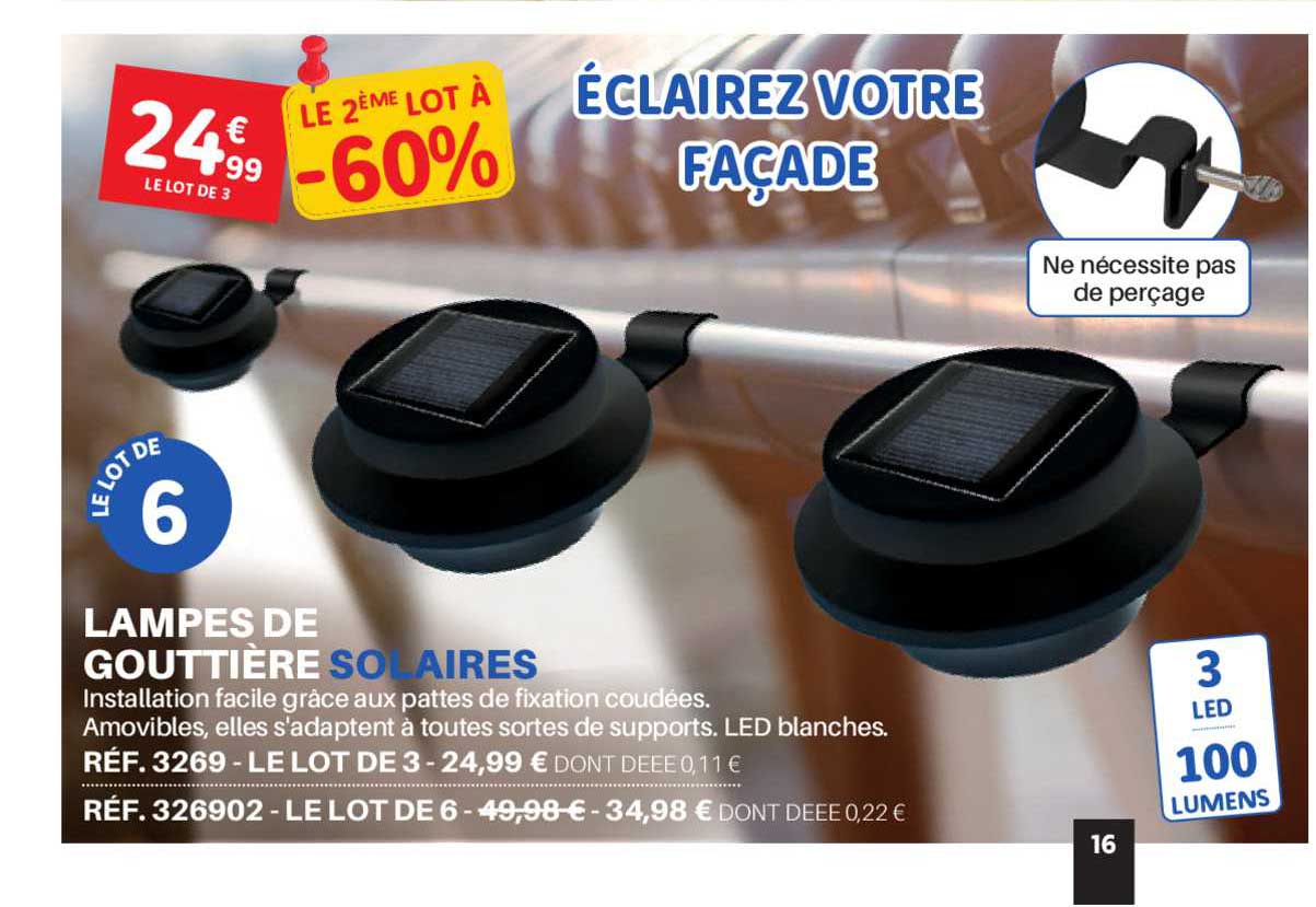 lampes de gouttière solaires
