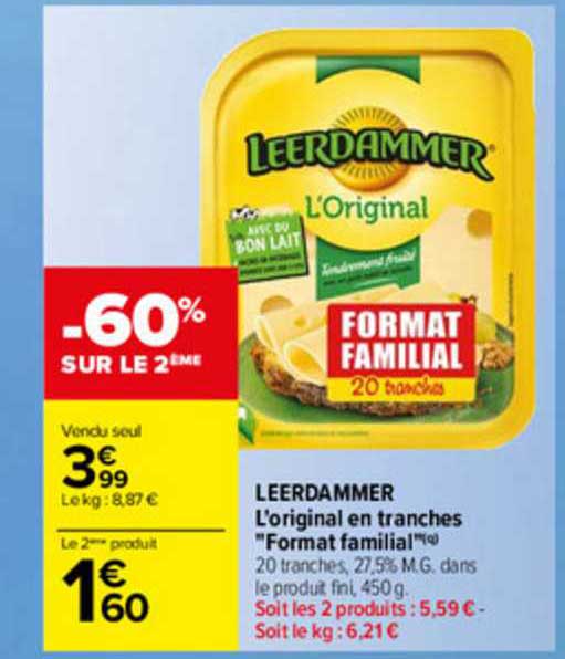 leerdammer l'original en tranches format familial