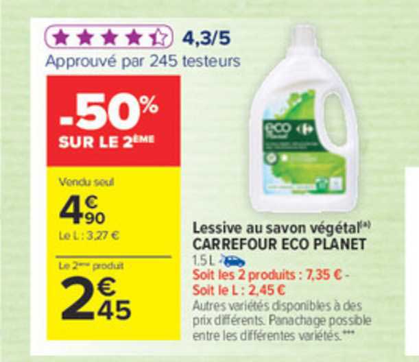 lessive au savon végétale carrefour éco planet
