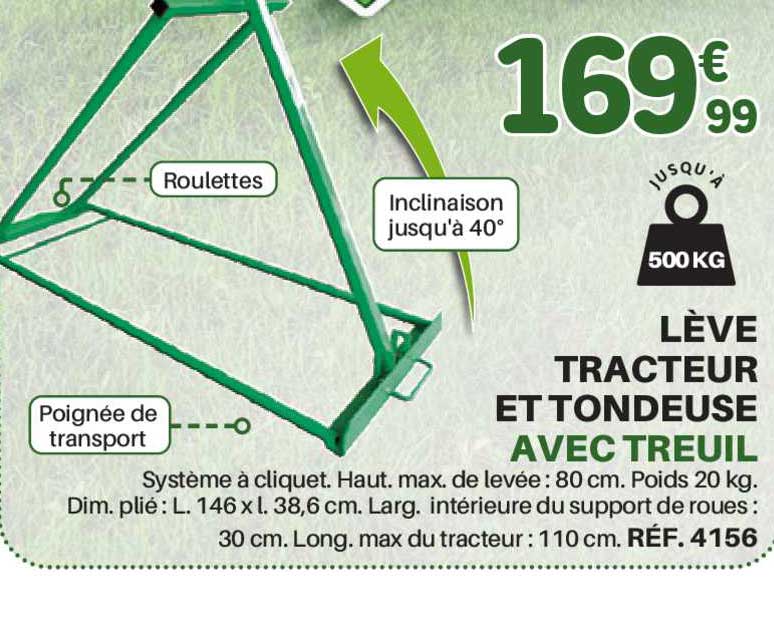 lève tracteur et tondeuse avec treuil