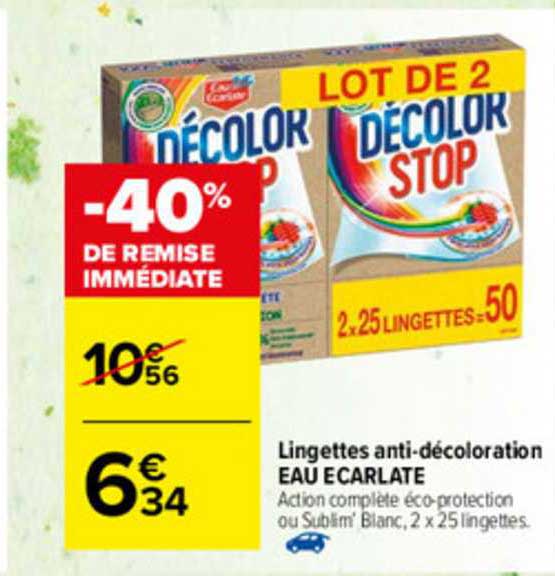 lingettes anti-décoloration eau écarlate
