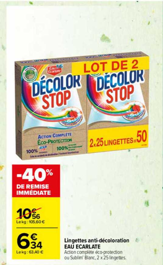 lingettes anti-décoloration eau écarlate