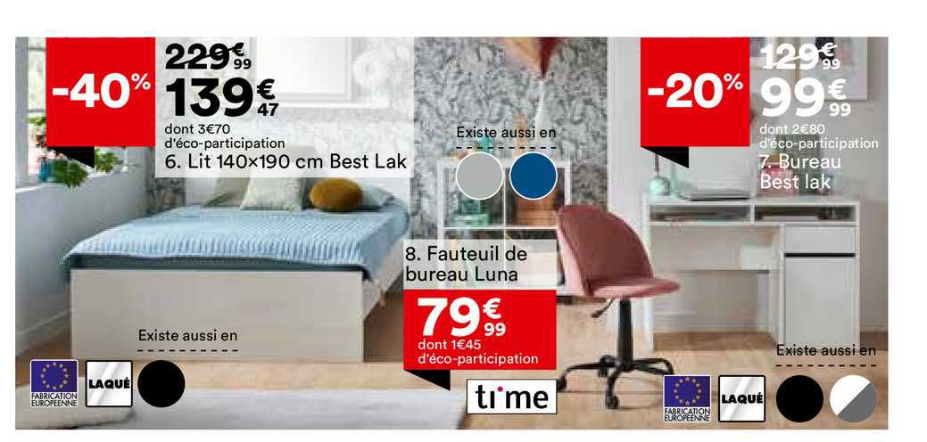 lit 140x190 cm best lak ou bureau best lack ou fauteuil de bureau luna
