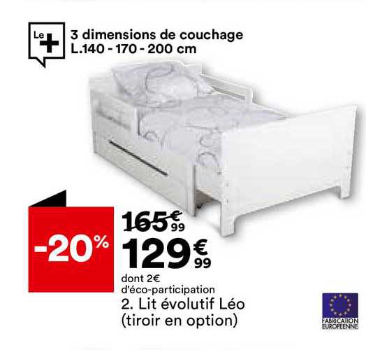 lit évolutif léo (tiroir en option)