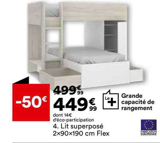 lit superposé 2x90x190 cm flex