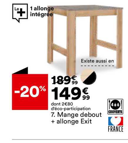 mange debout + allonge exit