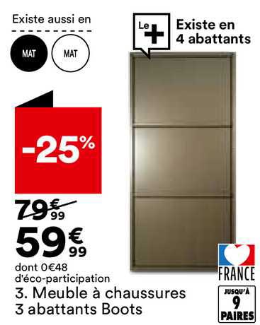 Meuble à Chaussures 3 Abbatants Boots