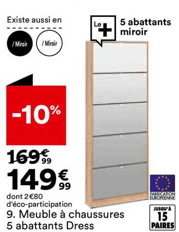 meuble à chaussures 5 abattants dress
