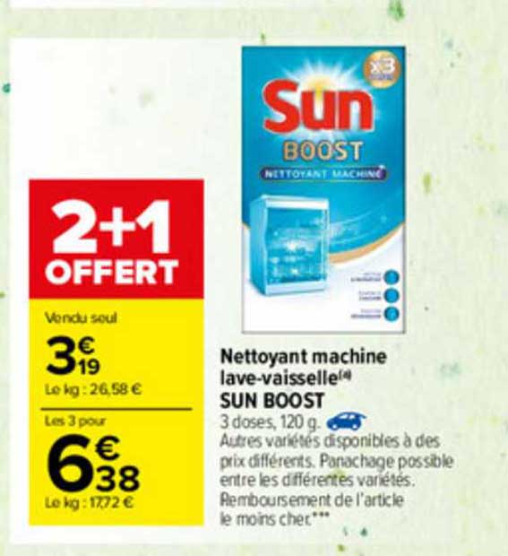 nettoyant machine lave-vaisselle sun boost