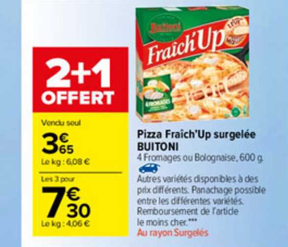 pizza fraîch'up surgelée buitoni