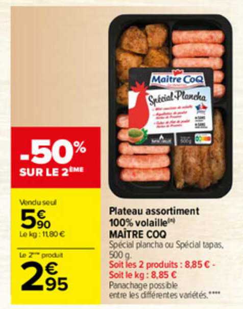 plateau assortiment 100% volaille maître coq