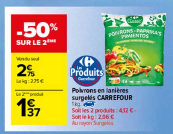 Poivrons En Lanières Surgelés Carrefour