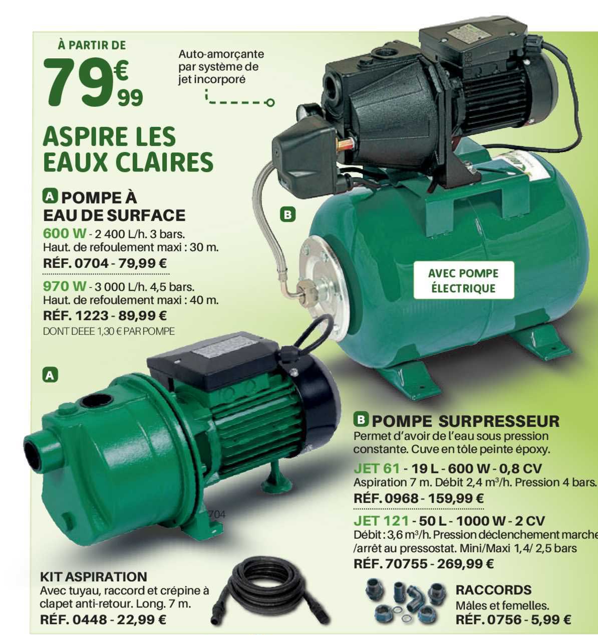 pompe à eau de surface, kit aspiration, pompe surpresseur