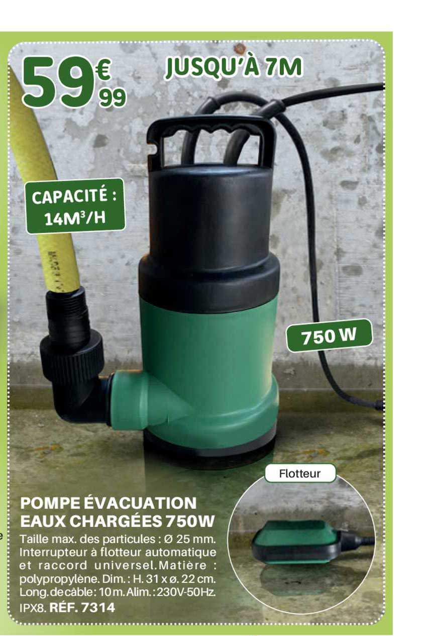 pompe évacuation eaux chargées 750w