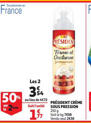 président crème sous pression
