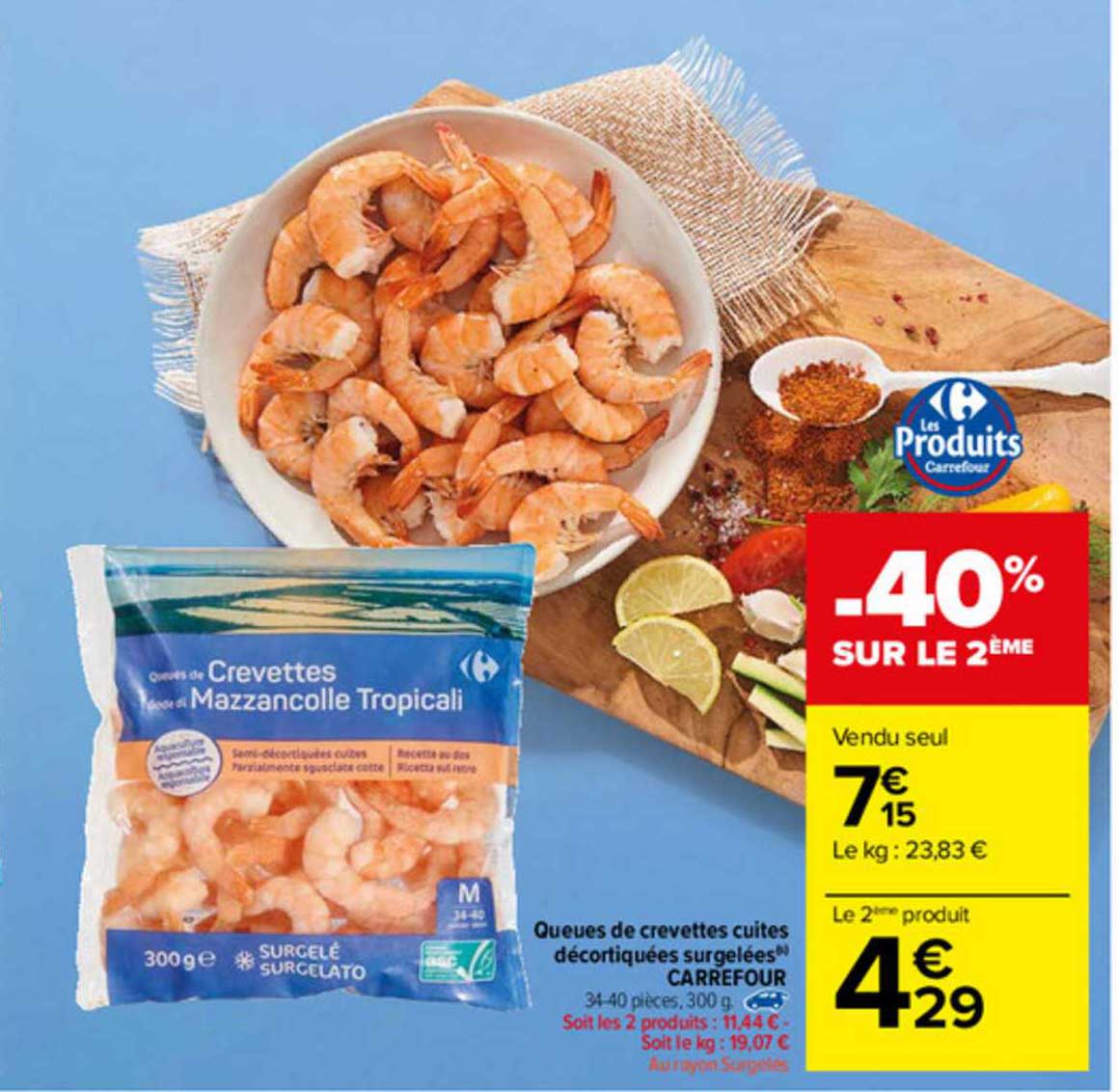 Queues De Crevettes Cuites Décortiquées Surgelées Carrefour