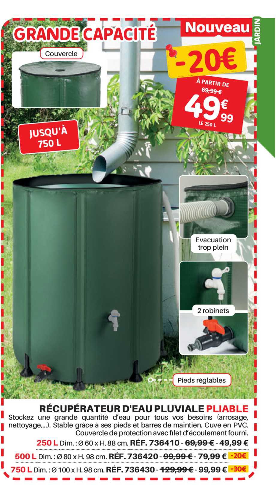 récupérateur d'eau pluviale pliable