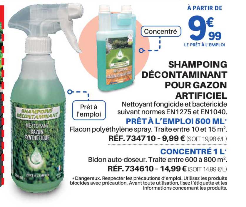 shampoing décontaminant pour gazon artificiel