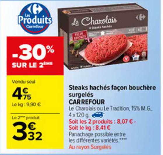Steaks Hachés Façon Bouchère Surgelés Carrefour