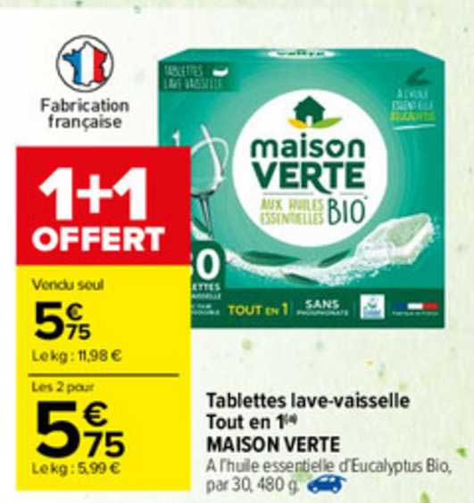 tablettes lave-vaisselle tout en 1 maison verte