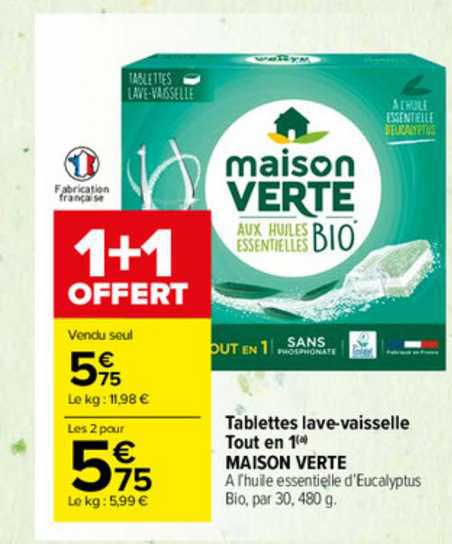 tablettes lave-vaisselle tout en 1 maison verte