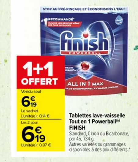 tablettes lave-vaisselle tout en 1 powerball finish