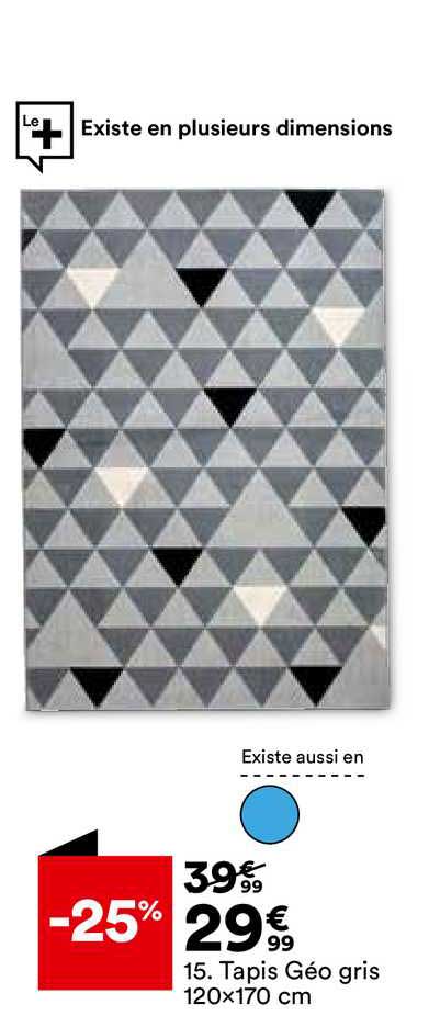 tapis géo gris 120x170 cm