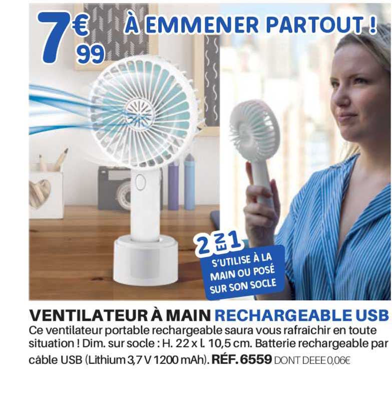 Ventilateur à Main Rechargeable Usb
