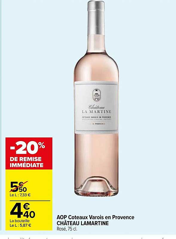 aop coteaux varois en provence château lamartine 20% remise immédiate